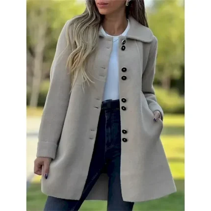 Women's Coat Comfortable Breathable Pocket Fashion Daily Plain Outdoor Casual Daily Single Breasted Regular Lapel Regular Fit Long Sleeve Outerwear Black Red Apricot Spring Fall