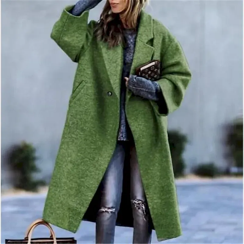 psnlgg1758104865199.webp Women's Casual Jacket Comfortable Breathable Buttons Casual Plain Vacation Street Casual Daily Wear Single Breasted Long Notch Lapel Oversized Long Sleeve Outerwear Black Yellow Pink Spring Fall - Image 1